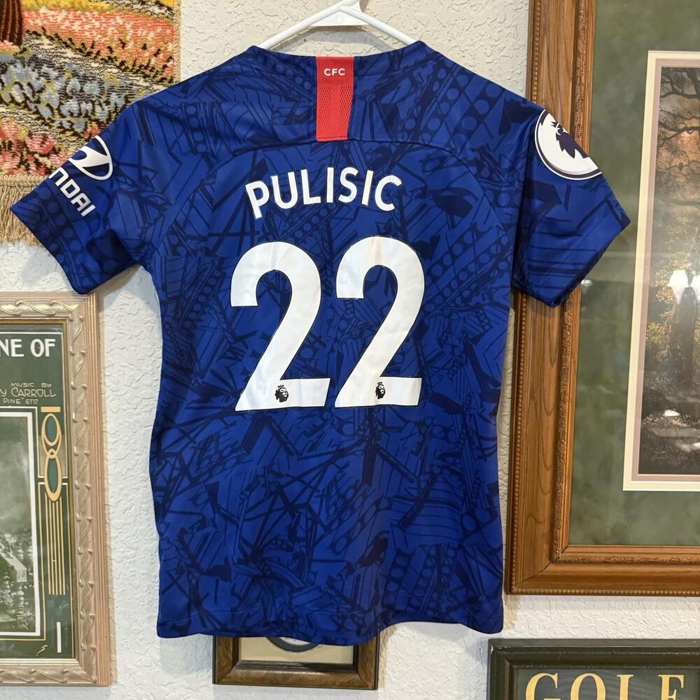 Nike Chelsea FC Christian Pulisic #22 19/20 Home Blue Soccer Jersey Kids‎ Medium